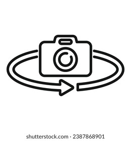 Augmented reality camera control icon outline vector. Future game. Tech scan code