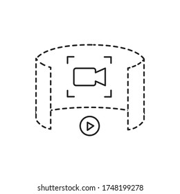 Augmented reality in cinema black line icon. Innovative digital entertainment. Pictogram for web page, mobile app, promo. UI UX GUI design element