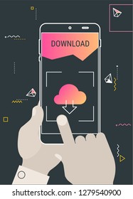 Augmented reality cloud offcie storage mobile app concept