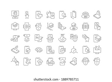 Augmented Reality. Collection of perfectly thin icons for web design, app, and the most modern projects. The kit of signs for category Technology.