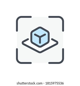 Augmented reality color line icon. Scanner with Cube projection vector outline colorful sign.