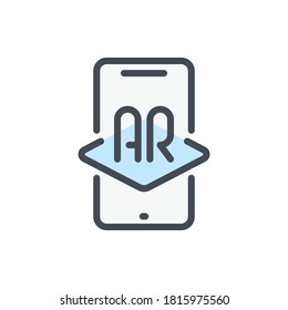 Augmented reality color line icon. Mobile phone with AR vector outline colorful sign.