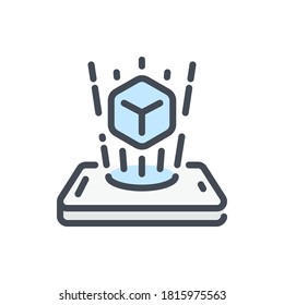Augmented reality color line icon. Mobile phone with Cube projection vector outline colorful sign.