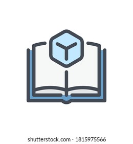 Augmented reality color line icon. Guide book with cube vector outline colorful sign.