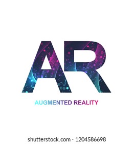 Augmented reality concept banner (AR). Virtual reality and augmented reality logo. Modern technologies sci-fi concept, vector.