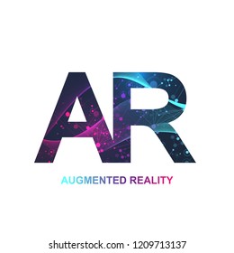 Augmented reality concept banner (AR). Virtual reality and augmented reality logo. Modern technologies sci-fi concept, vector.