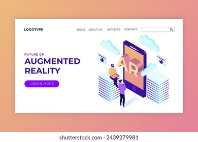 Augmented reality concept landing page template vector design in eps 10