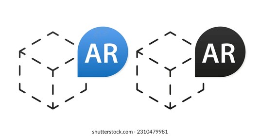 Augmented reality concept symbol or logo element. Augmented reality icon. Concept AR symbol. Web design, mobile apps, ui design and print. Futuristic technology business concept. Vector illustration