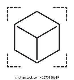 augmented reality cube 3d simulation focus vector illustration line style