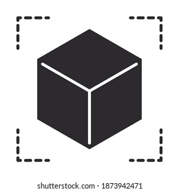 augmented reality cube 3d simulation focus vector illustration silhouette style