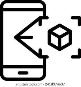 Augmented reality digitalization business icon with black outline style. technology, ar, augmented, virtual, reality, digital, concept. Vector Illustration
