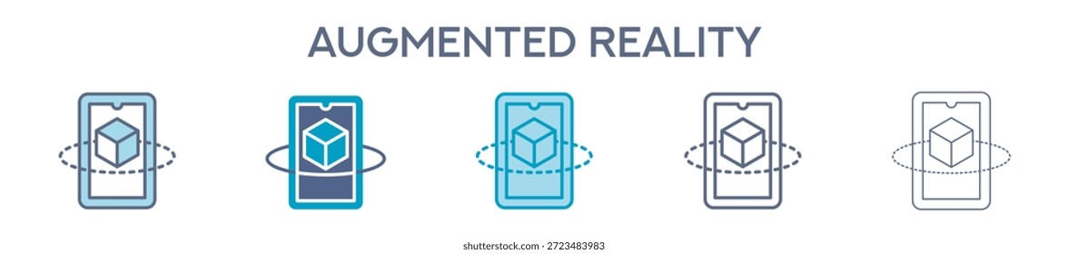 Augmented Reality Element For Design Graphic - Multi Styles. Vector Illustration Of Two Colored And Black. Multiple Icons Designs Can Be Used For Mobile, Ui, Web
