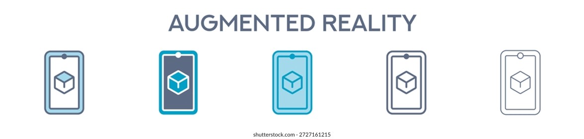 Augmented Reality Element For Design Graphic - Multi Styles. Vector Illustration Of Two Colored And Black. Multiple Icons Designs Can Be Used For Mobile, Ui, Web