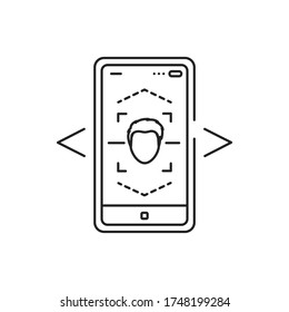 Augmented reality face recognition black line icon. Biometric scanning. Identification person. Pictogram for web page, mobile app, promo. UI UX GUI design element. Editable stroke