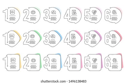 Augmented reality, Feedback and Star line icons set. Infographic timeline. Call center, Like and Swipe up signs. Phone simulation, Speech bubble, Customer feedback. Phone support. Vector