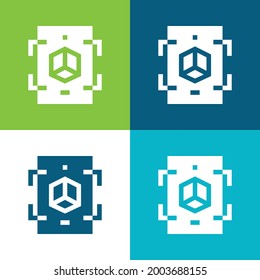 Augmented Reality Flat four color minimal icon set