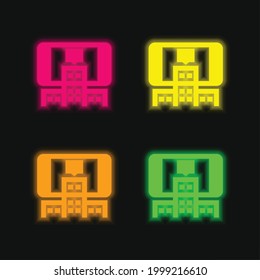 Augmented Reality four color glowing neon vector icon