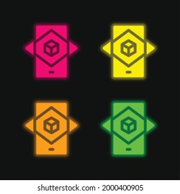Realidad aumentada cuatro colores brillante neón vectorial icono