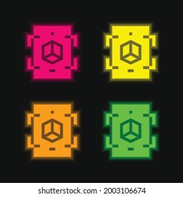 Augmented Reality four color glowing neon vector icon