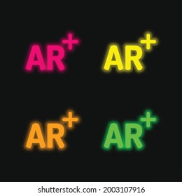 Augmented Reality four color glowing neon vector icon
