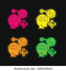 Augmented Reality - Vier farbige leuchtende Neonvektorsymbol