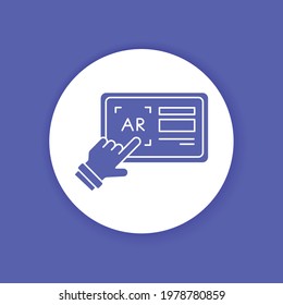 Augmented reality in game color glyph icon. Space projection in a tablet. Pictogram for web page, mobile app, promo. UI UX GUI design element