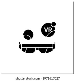 Augmented reality glasses glyph icon. Add extra information, ideally 3D images and information, animations and videos. Modern technology.Filled flat sign. Isolated silhouette vector illustration