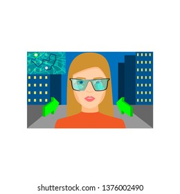 Augmented reality glasses shows city night best route