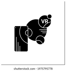 Augmented reality glyph icon. Objects residing in the real world are enhanced by computer-generated perceptual information. Modern technology. Filled flat sign. Isolated silhouette vector illustration