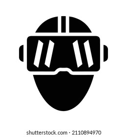 Realidad aumentada, icono de gafas. gráficos vectoriales negros.