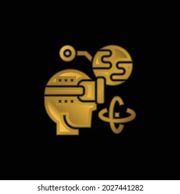 Augmented Reality gold plated metalic icon or logo vector