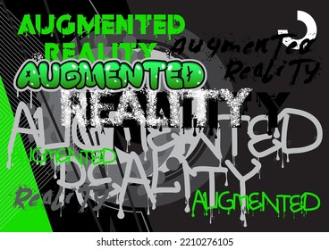 Augmented Reality. Graffiti tag. Abstract modern street art decoration performed in urban painting style.