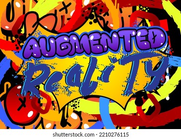 Augmented Reality. Graffiti tag. Abstract modern street art decoration performed in urban painting style.