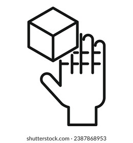 Augmented reality hand control icon outline vector. Cyber device. Information vr