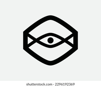 Augmented Reality Icon. AR VR Virtual Reality Symbol. Futuristic Tech Technology AI Sign. Black White Vector Graphic Illustration Clipart Cricut Cutout