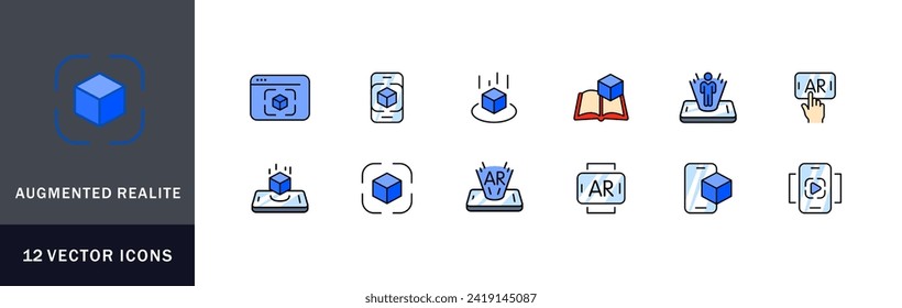 Augmented reality icon collection. Flat style. Vector icons