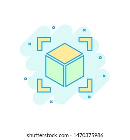 Augmented reality icon in comic style. Vr device vector cartoon illustration on white isolated background. Technology business concept splash effect.