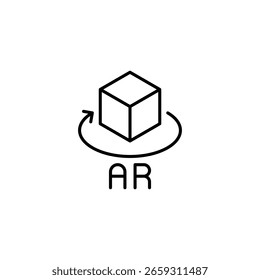 Augmented Reality Icon Displaying Three Dimensional Cube And Rotation