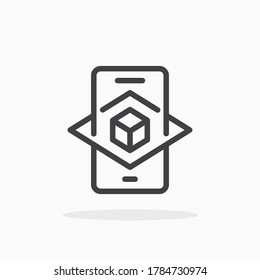 Augmented Reality Symbol im Linienstil. Für Ihr Design, Logo. Vektorgrafik. Bearbeitbarer Stroke.