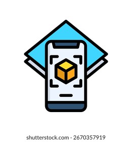 Augmented Reality Icon Lineal Color Vector Illustration