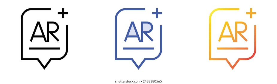 augmented reality icon. Linear, Blue Fill and Gradient Style Design Isolated On White Background