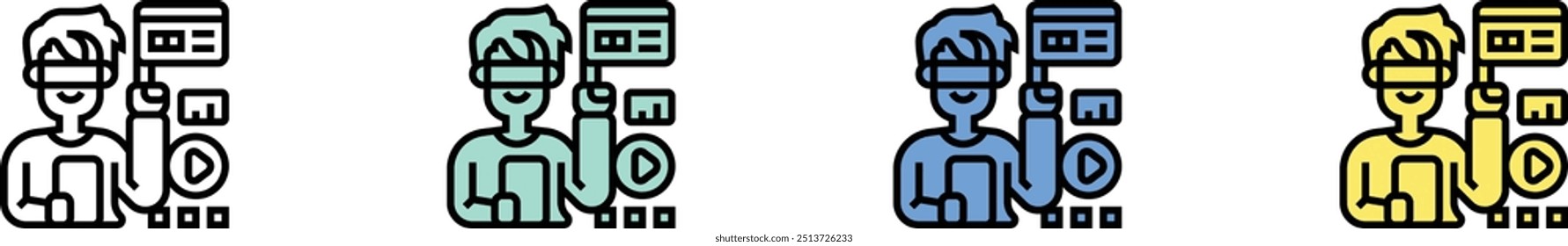 augmented reality icon. Outline, Green, Blue and Yellow Style Design Isolated On White Background