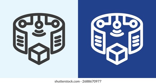 Augmented Reality Icon Set in Black and White Outline Style