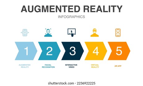 augmented reality icons Infographic design template. Creative concept with 5 options