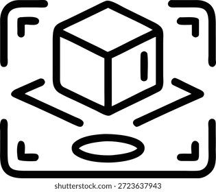 Symbole für erweiterte Realität für AR-Technologie, virtuelles Overlay, intelligente Geräte, interaktive Erfahrung und zukünftiges digitales Design