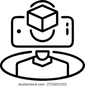 Symbole für erweiterte Realität für AR-Technologie, virtuelles Overlay, intelligente Geräte, interaktive Erfahrung und zukünftiges digitales Design