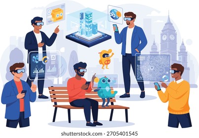 Augmented Reality Icons Set – Modern Technology and Virtual Interface Collection