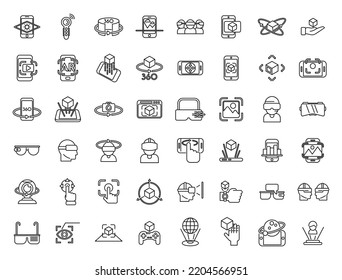 Augmented reality icons set outline vector. Virtual reality. Cube 360