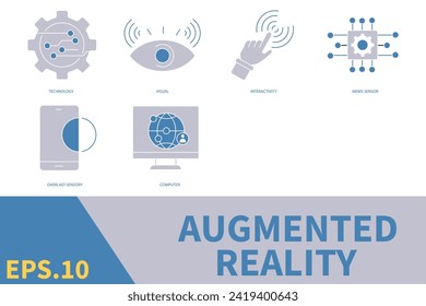 Augmented reality icons set . Augmented reality pack symbol vector elements for infographic web