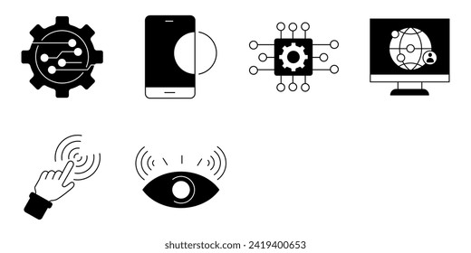 Augmented reality icons set . Augmented reality pack symbol vector elements for infographic web